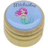 Gico Milchzahndose, Zahndose Milchzähne Bilderdose mit diversen Motiven aus Holz für Jungen und Mädchen mit Drehverschluss 44 mm (Meerjungfrau)
