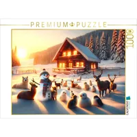 Calvendo Puzzle Winterliches Abendglühen 1000 Teile Lege-Größe 64x48cm Foto-Puzzle