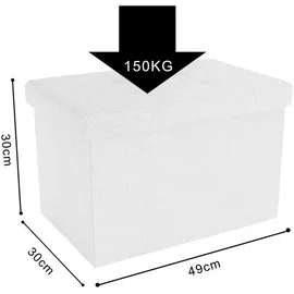 Intirilife Faltbare Sitzbank 49x30x30 cm in SCHNEE WEIß - 2 Jahre Gewährleistung - mind. 14 Tage Rückgaberecht - Weiß