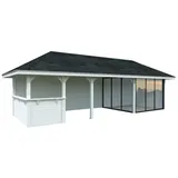 Palmako Pavillon Bianca 24,9 m2 Set 215 Slide - 28 mm weiß lackiert