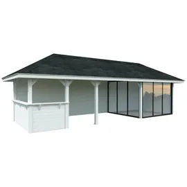Palmako Pavillon Bianca 24,9 m2 Set 215 Slide - 28 mm weiß lackiert