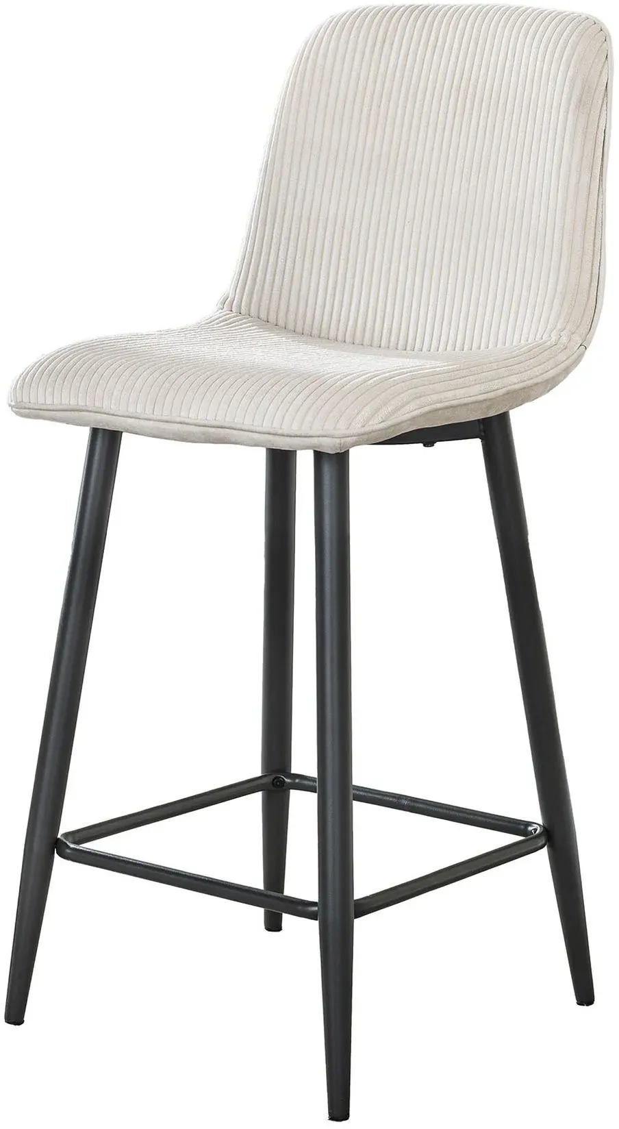 Barhocker 2er-Set Cord-Bezug, modern mit Lehne und Fußstütze, Creme, Balurne Kollektion