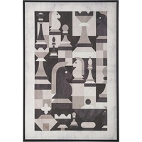Beliani Leinwandbild mit Schachmotiv grau 63 x 93 cm BANDO
