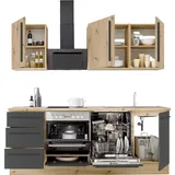 kochstation Küchenzeile KS-Florida 220 cm schwarz