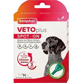 beaphar VETOplus SPOT-ON Ungezieferschutz für Hunde 15-30 kg 3 x 2 ml