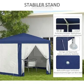 Outsunny Pavillon 3,94 x 3,41 m inkl. 6 Seitenteile Blau