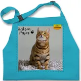 Kinderschürze Schürze Kinder Jungen Mädchen - Bild Text - Katzen Papa Geschenk mit eigenem Foto I Katzenpapa Geschenk Katzenbesitzer Geschenke Katzenliebhaber I Katzenfreunde - 7-14 Jahre - Türkis - 7-13 Jahre
