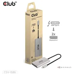 Club 3D Thunderbolt 3 auf dual DisplayPort (4K60Hz) Adapter/ Video Splitter silber