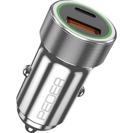 PEDEA KFZ-Schnellladegerät 20W 12-24V USB-C/USB-A Silber