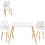Moni Kindertischset 2 Stühle 90 x 60 cm Kiefer massiv weiß