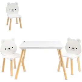 Moni Kindertischset 2 Stühle 90 x 60 cm Kiefer massiv weiß