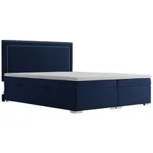 JV Möbel Boxspring Bett Hotel Doppel Design Betten Luxus Polster Kasten Funktion Blau Neu