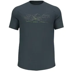 Odlo Wander-/Freizeit Tshirt Ascent Performance Wool 130 Run Bike Hike mit Landschaftsprint darkgrau Herren