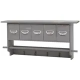 MCW Garderobe MCW-C49, Wandgarderobe Wandregal, Vintage mit 5 Schubladen 32x65x13cm ~ Shabby Look, grau