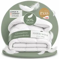 Haber Natur Daunendecke 135x200 Ganzjahresdecke, 90% Daunen | Made in Germany | Decken Warm, Leicht & Flauschig | Waschbare Allergiker Bettdecke 135x200 | Tierwohl Zertifiziertes Duvet