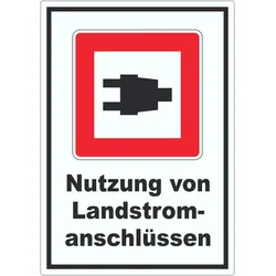 Nutzung von Landstromanschlüssen Aufkleber A3 (297x420mm)