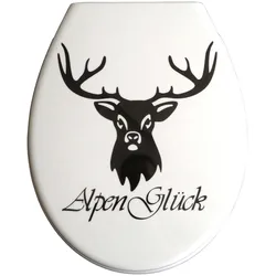 WC-Sitz ADOB "Alpenglück", weiß, B:37cm H:5cm L:44cm, Duroplast, Edelstahl, WC-Sitze, Absenkautomatik, zur Reinigung abnehmbar