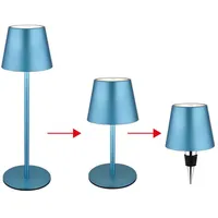 GLOBO Außenleuchte Tischlampe Akku Tischleuchte Touchdimmer Flaschenaufsatz CCT, blau,