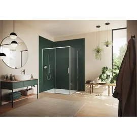 Hüppe Vita pure Schiebetür 1-teilig mit festem Glaselement B: 138,5 - 142,5 H: 200 cm, mit Anti-Plaque, Duschkabinen,