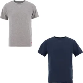 Levi's T-Shirt LEVI'S KIDS "2PK CREW NECK TEE", Jungen, Gr. S (122/128), blau (marineblau), Jersey, Graumeliert (Obermaterial): 60% Baumwolle, 40% Polyester. Obermaterial: 100% Baumwolle, Basic, Rundhals, Shirts T-Shirt, for BOYS