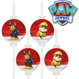 Procos 4 Papier-Trinkhalme * PAW Patrol * mit Sticker für Kindergeburtstag oder Mottoparty | Polizei Hunde Kinder Geburtstag Motto Party Strohhalme Straws