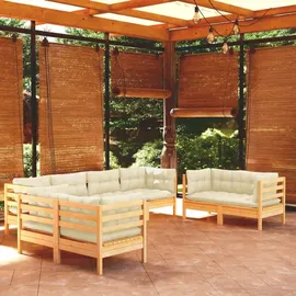 vidaXL Garten-Lounge-Set 8-tlg. creme Massivholz Kiefer