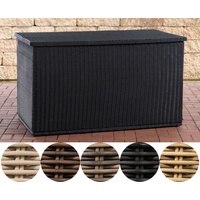 CLP Polyrattan Auflagenbox Comfy 5mm Kissenbox aus Polyrattan, Farbe:schwarz, Größe:125 cm