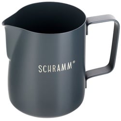 Schramm Milchkanne Schramm® Milchkännchen Milchkanne in schwarz oder grau Edelstahl 350ml Milch aufschäumen Krug Aufschäumkännchen mit Baristastift grau