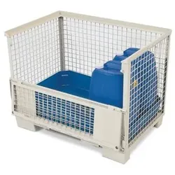 Euro-Gitterbox mit PE-Gitterboxwanne GW-Z zur Lagerung von Gefahrstoffen, 130 Liter Auffangvolumen