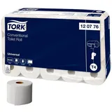 TORK Toilettenpapier 30 Kleinrollen Toilettenpapier Universal 2-lagig - weiß, 2-lagig; Perforiert nach ca. 12 cm; Mit Prägung weiß