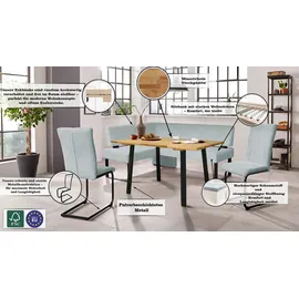 Home Affaire Eckbank HOME AFFAIRE "Oliver mit Metallgestell, Küchenbank", blau (hellblau (castello 8624), schwarz), B:200cm H:89cm T:160cm, Holzwerkstoff, Massivholz, Polyester, Sitzbänke, Eckbank, verschiedene Bezüge Cord Esszimmerbank OTTOs Choice