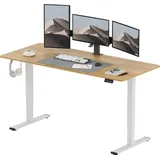 SANODESK Elektrischer Höhenverstellbarer Schreibtisch 180 x 80 cm, Ergonomischer Tischplatte, Steh-Sitz Tisch Computertisch, einfache Montage (Ahorn) - Weiß