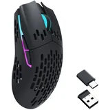 Keychron M1 Wireless Mouse, PAW3395 Sensor mit programmierbarer Makrotaste 26.000 DPI Unterstützt 2,4 GHz/Bluetooth 5.1, 79g Ultraleichtes, ergonomisches Design Bis zu 70 Stunden - Schwarz