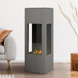 muenkel design prism 460 [Bioethanolkamin 3-seitige Sicht]: Graualuminium