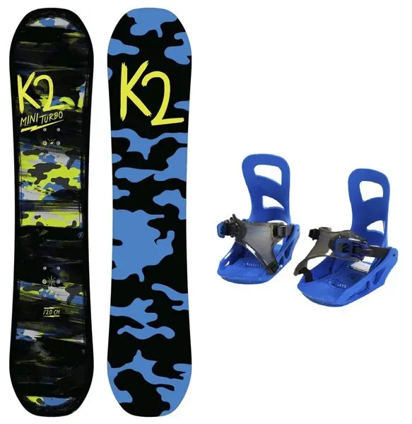 K2 Set Snowboard Mini Turbo + Snowboard-Bindung Mini Turbo - Blue - XS