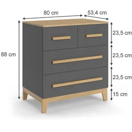 VitaliSpa Malia 80 x 88 cm Grau/Eiche