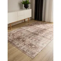 benuta Basic Waschbarer Teppich George - Braun 160x230 cm - Kunstfaser - Rechteckig & im Style: Vintage, Elegant, Retro - Pflegeleicht für Wohnzimmer Schlafzimmer