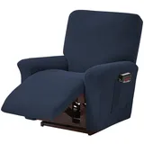 ele ELEOPTION Recliner Sofabezug, Stretch Ruhesessel Bezug, Spandex Jacquard 4-teilige Relaxsessel Bezug, Stretchhusse für Liegesessel Relaxsessel Massagesessel (Dunkelblau)