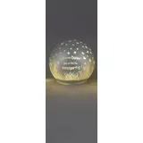Formano Frühlingsdekoration 1 Stück Deko-Kugel Licht 10cm mit Spruch und Timer-silber- Spruch: Bleib so wie du bist..