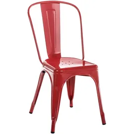 CLP Stuhl Benedikt I Metallstuhl stapelbar und pflegeleicht I Stapelstuhl bis 200 kg belastbar I Sitzhöhe 44 cm, Farbe:rot