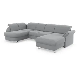 sit&more Wohnlandschaft SIT & MORE "Apulia U-Form", grau (hellgrau), B:304cm H:78cm T:192cm, Webstoff (100% Polyester);Struktur weich (90% Polyester, 10% Polyamid);Luxus-Microfaser Euphoria (100% Polyester), Sofas, Wohnlandschaft, wahlweise Bettfunktion,