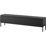 Selsey TV Schrank Board Sideboard Fernsehtisch Fernsehschrank Mit Schränken 175 cm Schwarze Beine Schwarz, Bemmi