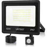 URTBST 50W LED Strahler mit Bewegungsmelder Außen,5000LM LED Strahler Außen,LED Scheinwerfer IP67 Wasserdichte,LED Fluter 7000K Kaltweiß Superhell Aussenstrahler für Garage,Innenhöfe,Hof,Garten