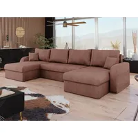 MIRJAN24 Wohnlandschaft Kris U Cord, mit Schlaffunktion und drei Bettkasten, U-Form mit Kissen-Set, L: 304 cm rosa