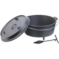 Rosenstein & Söhne Dutch Oven aus Gusseisen mit Standfüßen, 2in1-Deckel & -Pfanne, 12 l