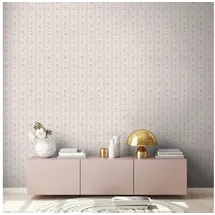 A.S. Création Maison Charme 390694 Vliestapete Vertikale Blümchen (Grau-Rot-Weiß, Floral, 10,05 x 0,53 m)