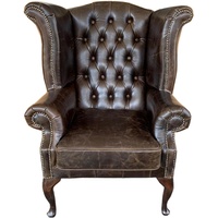 Casa Padrino Echtleder Sessel Vintage Braun - Luxus Wohnzimmer Ohrensessel Möbel