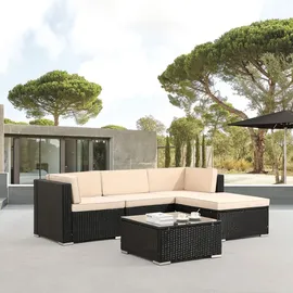 Arebos Polyrattan Gartenmöbel Lounge Palma 4 Pers. | Schwarz,