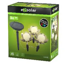 ez solar Solar LED Lotusblume 3er Set schwarz