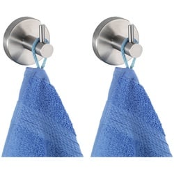 WENKO Wandhaken Uno Bosio Handtuch-Haken, Kleider-Haken, 2er Set, rostfrei, Edelstahl, 2 Handtuchhaken - silberfarben